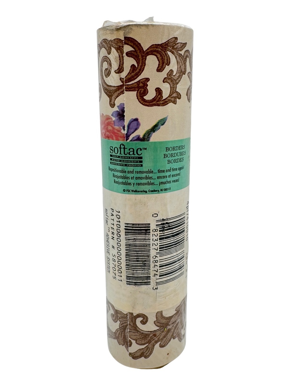 Vintage Softac Self Adhesive Wallpaper Border Floral Scroll Pattern 587075 NOS